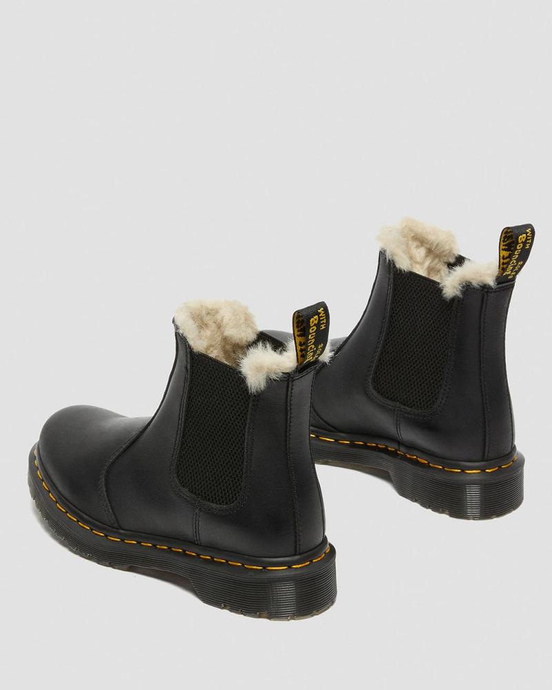 Black Women's Dr Martens 2976 Faux Fur Lined Chelsea Boots | CA 105SGL